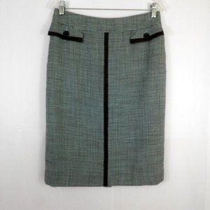 Vintage Carlisle Houndstooth Silk Blend Straight Skirt Brown Mint Green